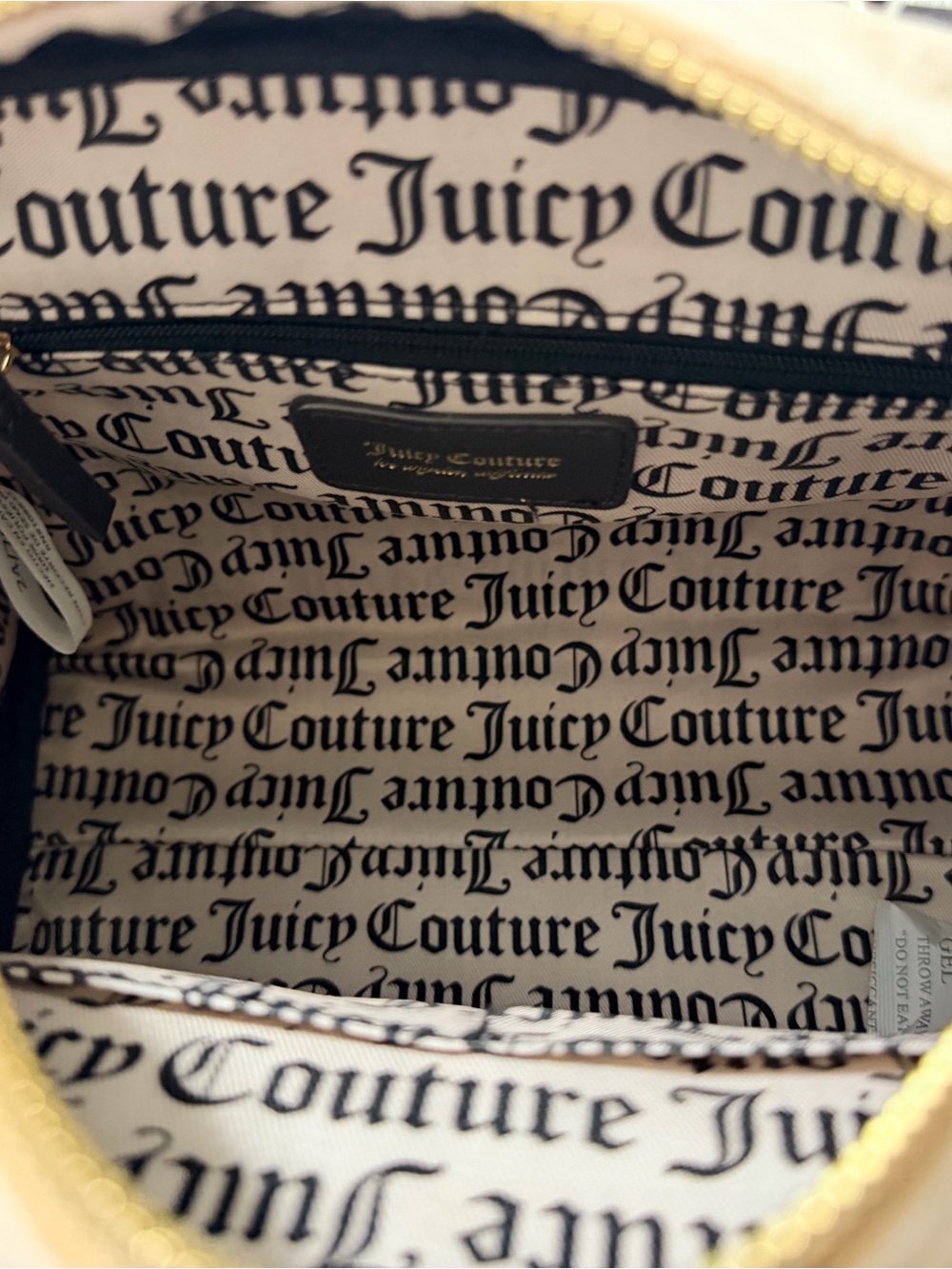 NWT: Juicy Couture Beige Suede Logo Shoulder Bag with Dark Brown Trim w/ Charm - Picture 4 of 5